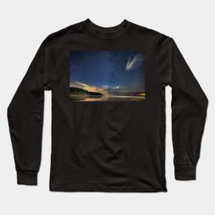 Caswell Bay on Gower in Wales at Night Long Sleeve T-Shirt